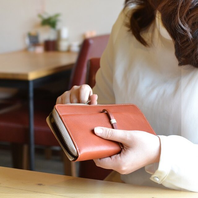 本革 名刺入れ レディース レッド・あずき色 ハンドメイド カード