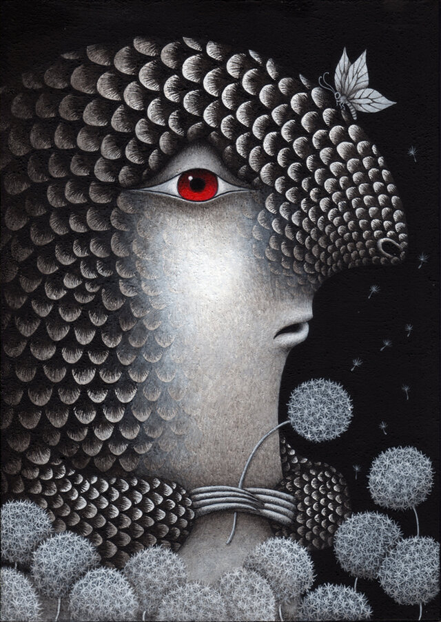 月がきれいな夜」アクリル画 A4 木製パネル | iichi 日々の暮らしを