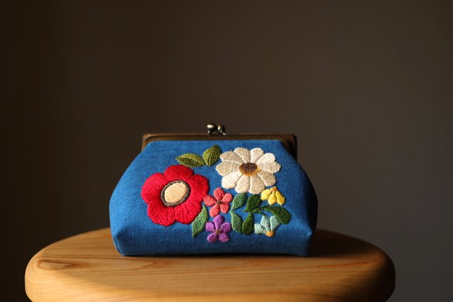 ナチュラルリネン 花刺繍 ポシェット バッグ | iichi 日々の