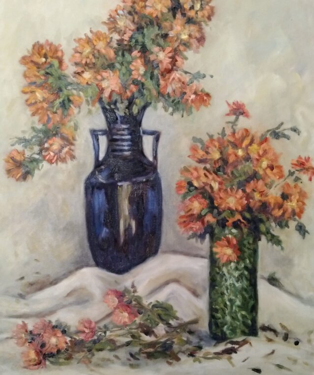 油絵：マリゴールド。F4 | iichi 日々の暮らしを心地よくする