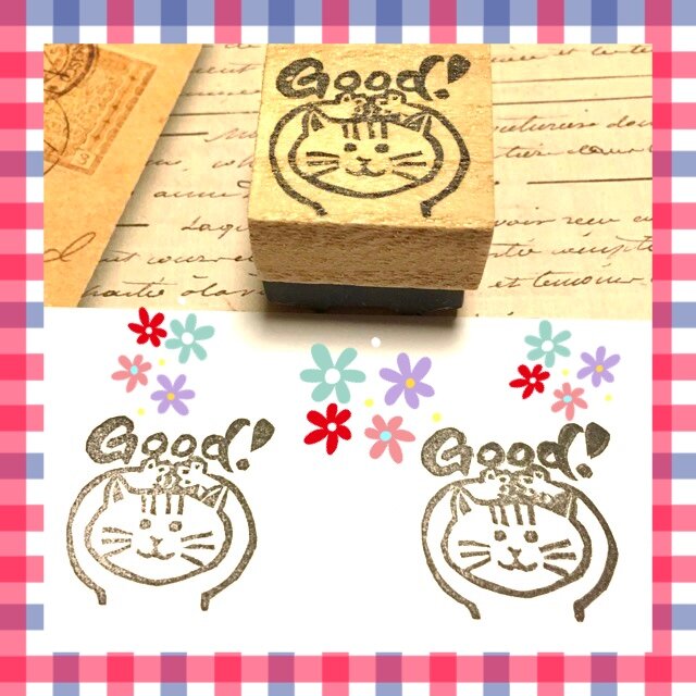 ＊ほめはんこ〓【Good!ニャン助】3㎝四方