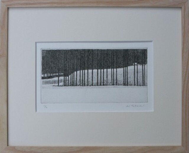 雪の里山 / 銅版画 (額あり)の画像1枚目