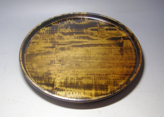 栃縮杢造り丸盆 拭き漆仕上げ | iichi 日々の暮らしを心地よく