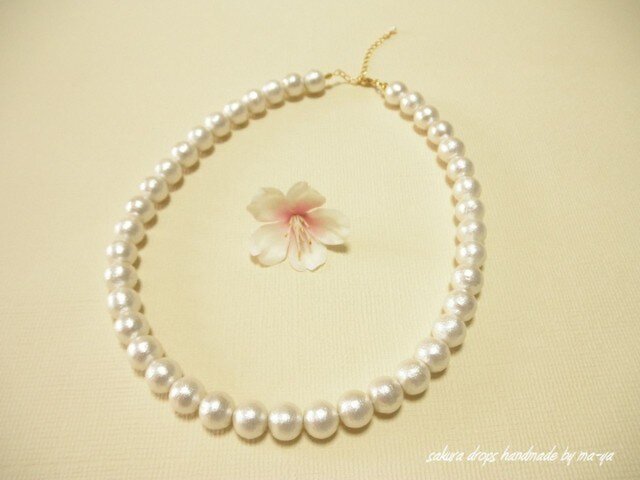 【再販】コットンパールのシンプルネックレスの画像1枚目