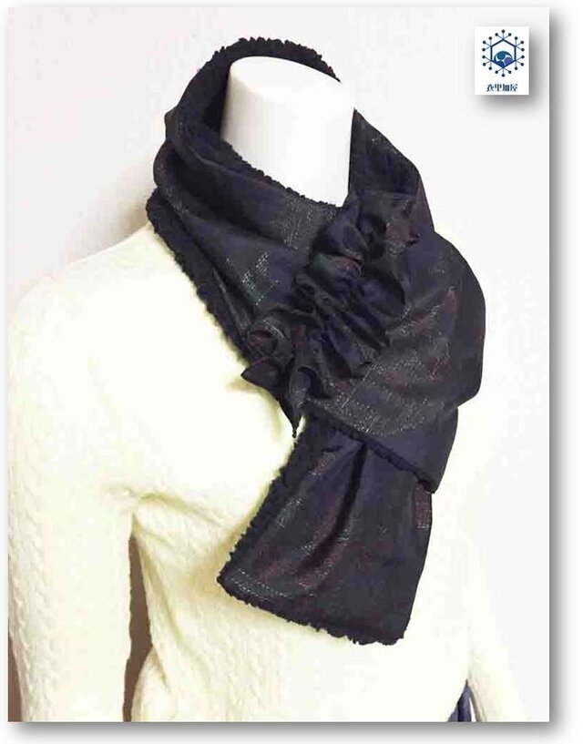 39　花柄大島裏ボアマフラー