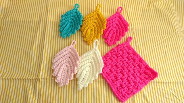 送料込み】葉っぱのアクリルたわし＊お掃除セット | iichi 日々の