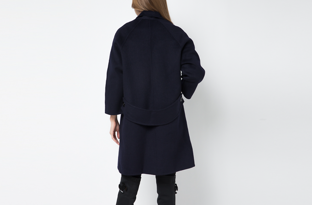 カシミヤ混素材 ダブルフェイス飾りベルト付きコート ☆オーダーメイド