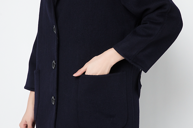 カシミヤ混素材 ダブルフェイス飾りベルト付きコート ☆オーダーメイド