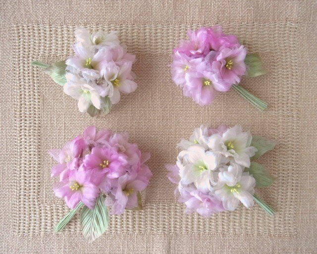 スィートピンクの桜 M * 2種シルク製 * コサージュ 髪飾りの画像1枚目