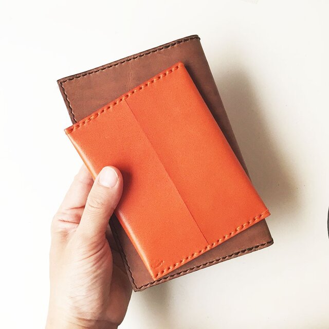革のポケットティッシュカバー　橙