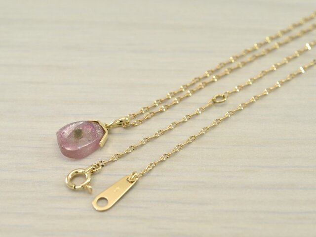販売済み：K18YG ウォーターメロントルマリン・ネックレス(C