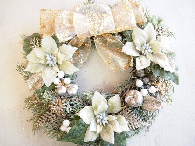 キラキラロマンティックなホワイトクリスマスリース03 | iichi