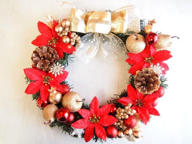 専用　クリスマスリース クリスマスフルリールワイヤータイ／リース-2(W60×D25×H60(全長