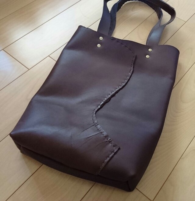 レザー 本革 縦長トート 焦げ茶の画像1枚目