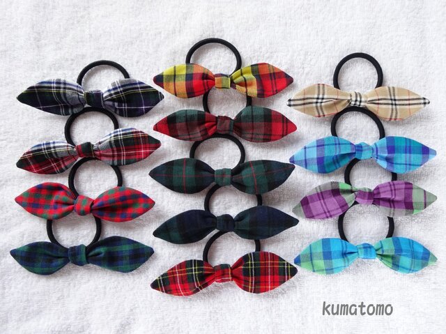 バーバリー チェック柄 ヘアゴム タータンチェックのリボンのヘアゴム | iichi 日々の暮らしを心地よく
