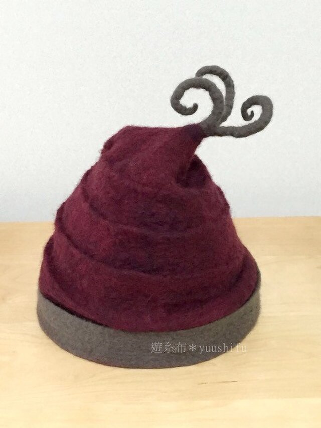 フェルトno軽くてあったか帽*ワイン系の画像1枚目