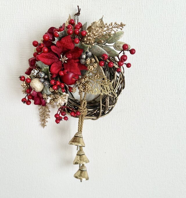 Poinsettia Xmas mini wreath