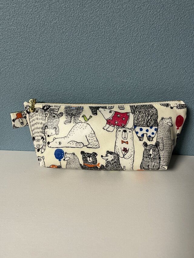 おめかしくまさん　ラミネートペンケース　ホワイト