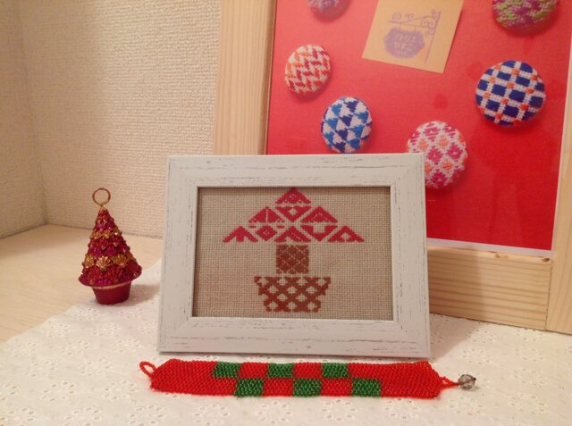 こぎん刺しのクリスマスツリーの画像1枚目