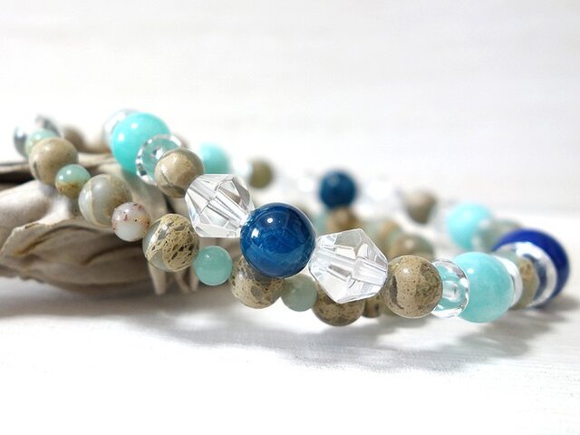 再販】幸運を引き寄せ才能を開花させる～天然石ブレス2本セット