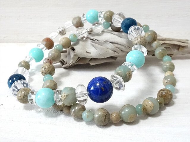 再販】幸運を引き寄せ才能を開花させる～天然石ブレス2本セット