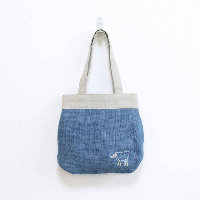 《受注制作》リラのドンゴロスのバッグ／青