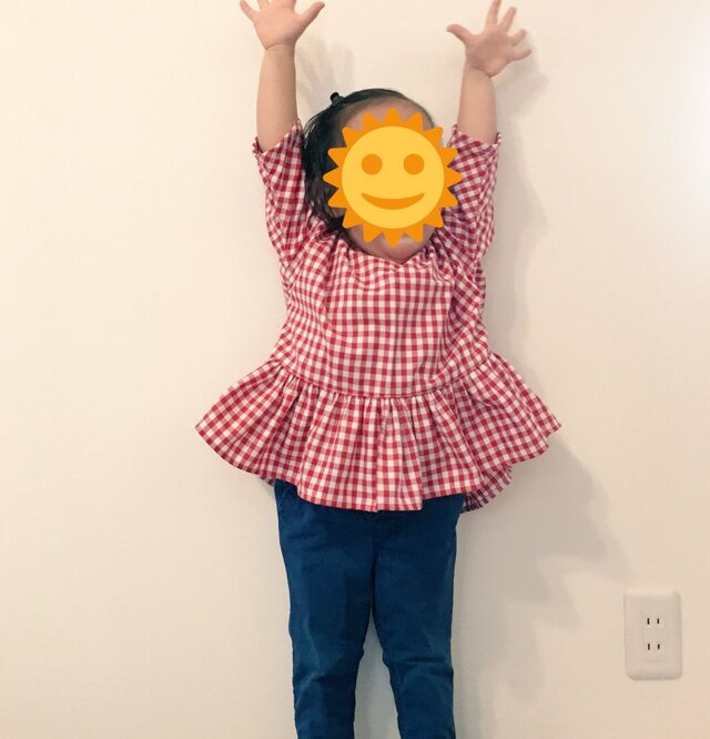 【受注生産】ギンガムチェックドロップショルダーチュニック サイズ100の画像1枚目