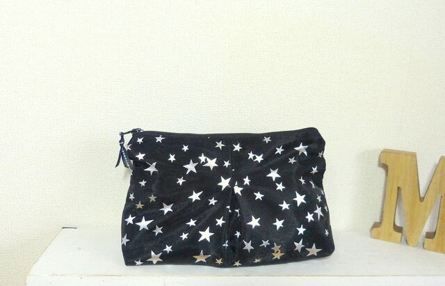 ポケット付メイクポーチ◆Stars BKの画像1枚目