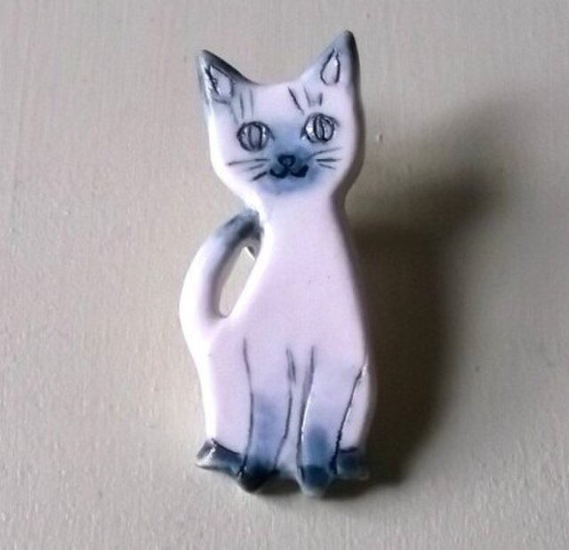 陶ピンブローチ-シャム猫の画像1枚目