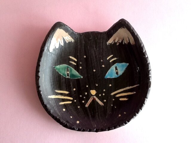 ねこ皿 黒猫の画像1枚目