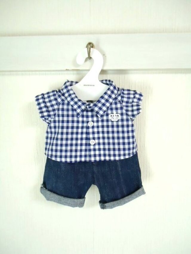 ダッフィーお洋服 ギンガムチェックシャツの画像1枚目