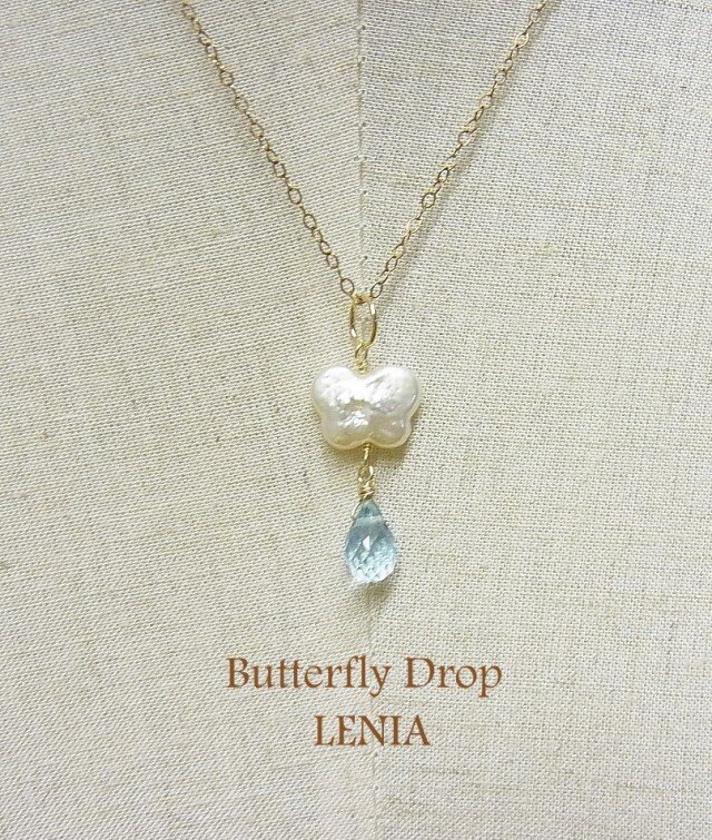 Butterfly Drop 14kgfネックレスチャームの画像1枚目