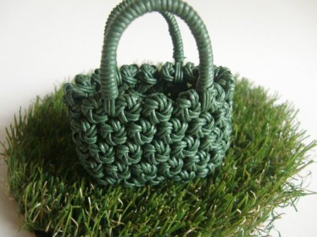 ミニチュア花結び編みのかご Iichi ハンドメイド クラフト作品 手仕事品の通販