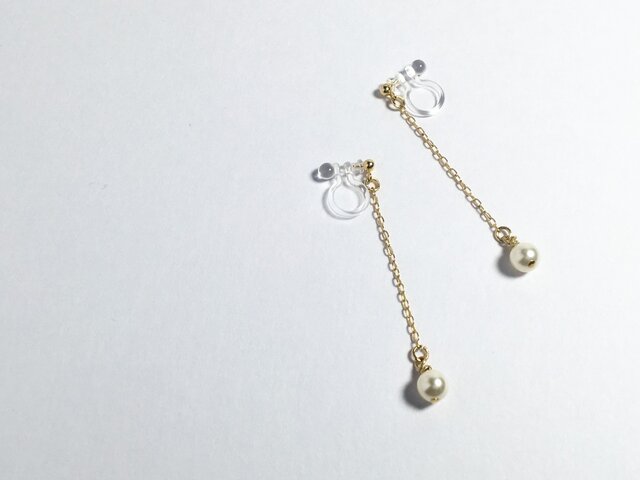small crystal pearl earring 【swing】の画像1枚目