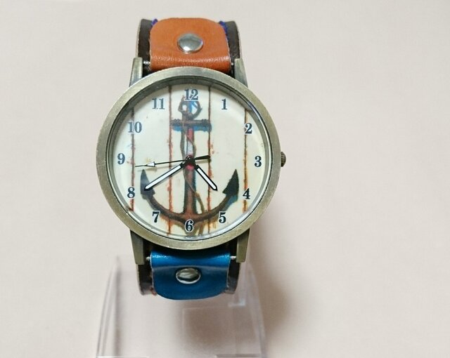 手染め・手縫い】バイカラー腕時計 blue×orange | iichi 日々の暮らし