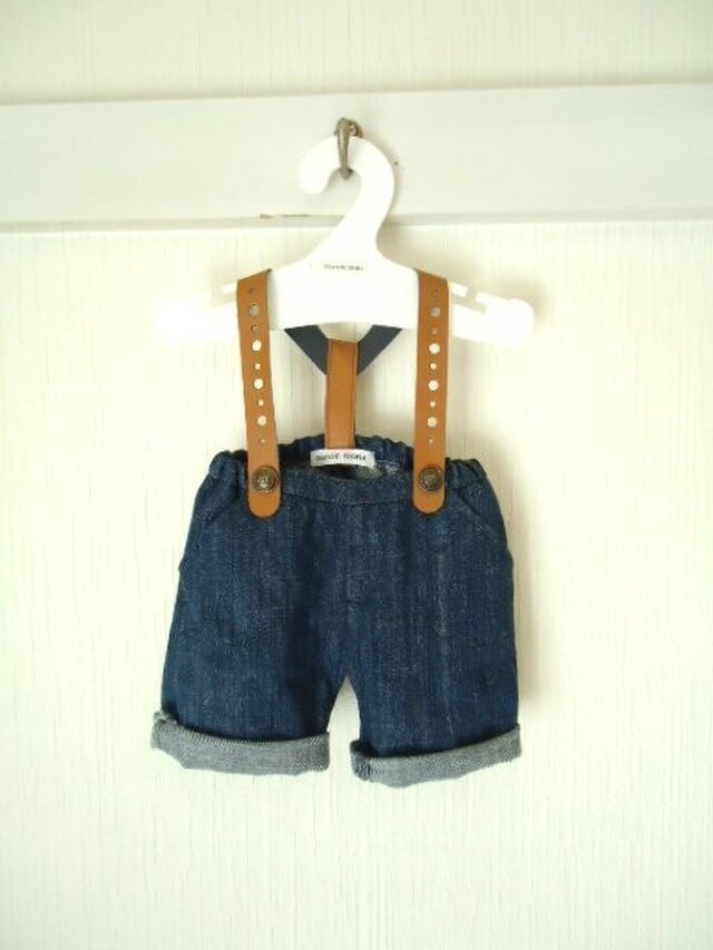 ダッフィーお洋服 サスペンダー付デニムパンツの画像1枚目