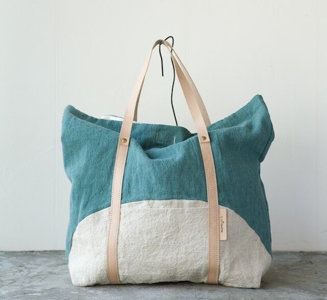 mormyrus linen tote (M) GRNの画像1枚目