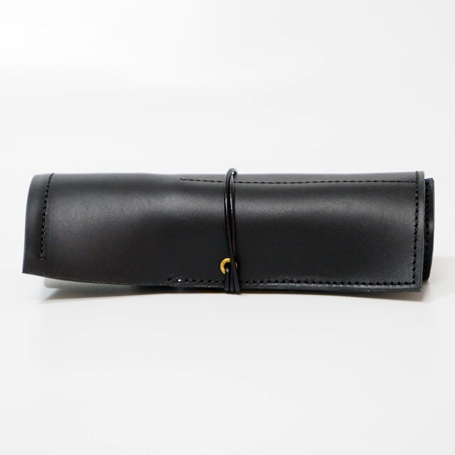 メイクブラシ【ブラック】化粧筆 ペンケース 革 くるくる巻く ペンやメイクブラシの整理に