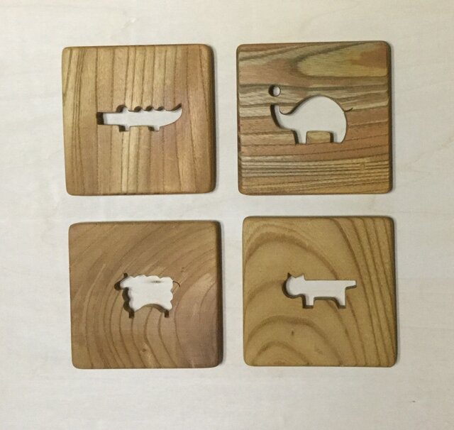 森のクマさんカフェのコースター動物1【受注制作】の画像1枚目