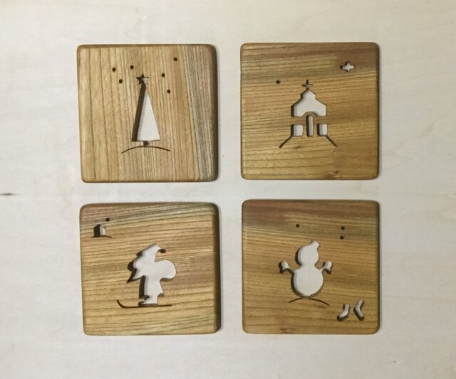 森のクマさんカフェのコースター クリスマス【受注制作】の画像1枚目