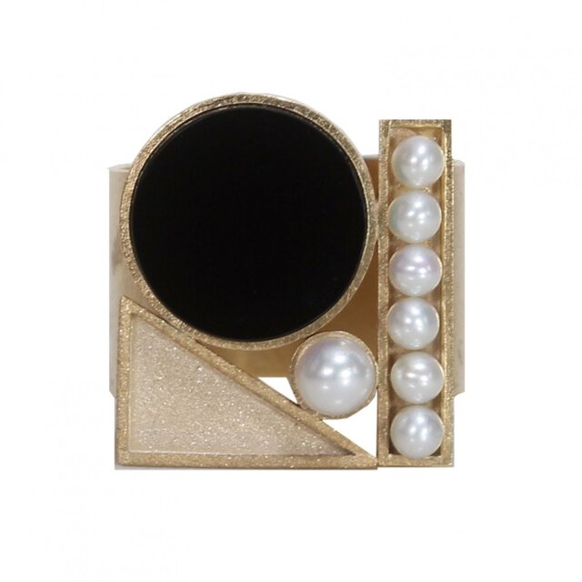 Tray ring onyx (gold)の画像1枚目