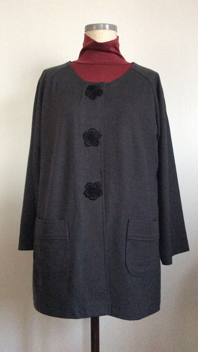 ラグラン袖 圧縮ニットウールショートコート