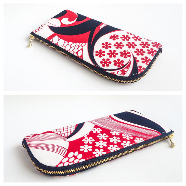 CCロゴ入り　花柄ステッチ長財布　ノベルティ L字ファスナー長財布 Stylized Tropical Garden ＊152＊ | iichi 日々