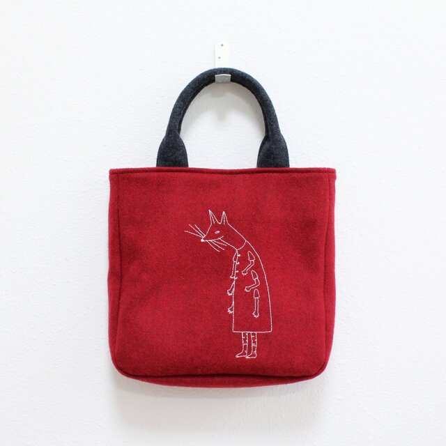 《受注制作》クーネッツの四角いウールバッグ／レッド