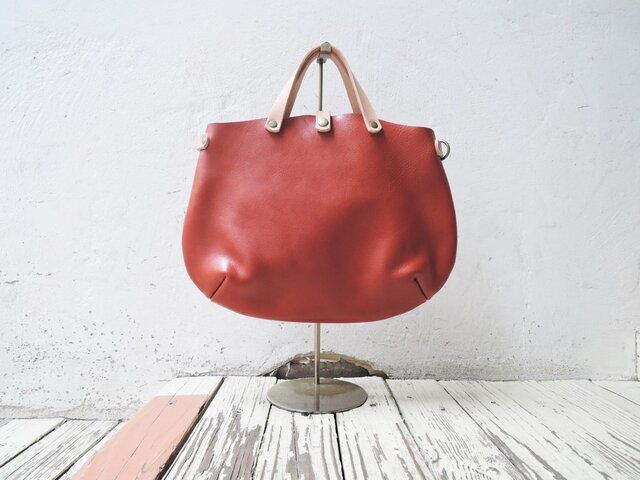 『送料無料』神戸ORZO トート ショルダー 2way BAG (S) レッドの画像1枚目