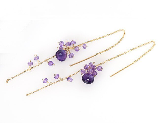 アメジストアメリカンチェーンピアス | iichi 日々の暮らしを