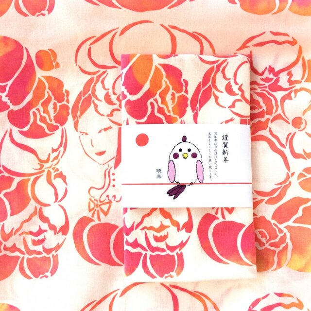 無料熨斗☆手ぬぐい「椿姫」の画像1枚目