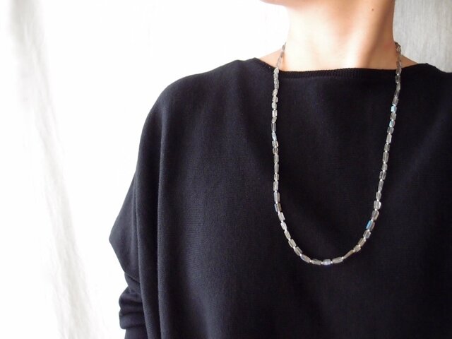 ラブラドライトのロングネックレス … square cutの画像1枚目