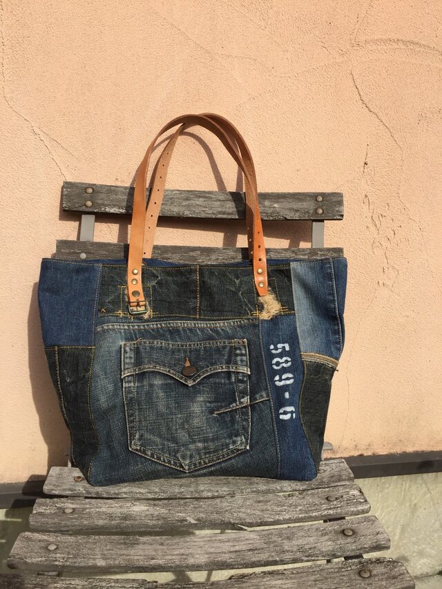 送料無料 リメイクデニム Mプラスサイズ 男前６２３