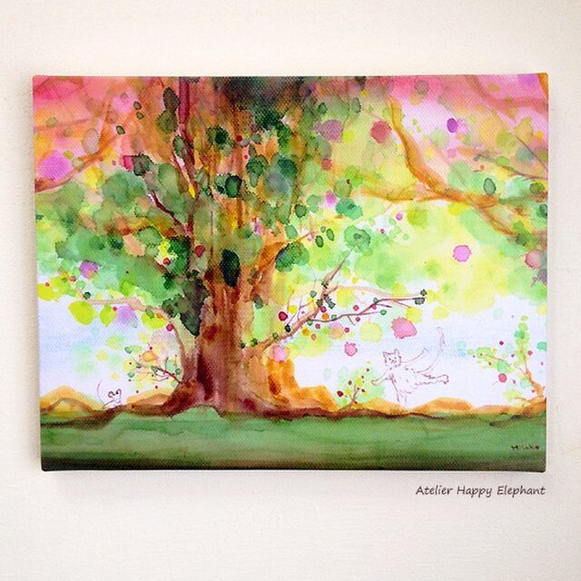 【受注制作】大きな木の下で　《F6キャンバスプリント版》　